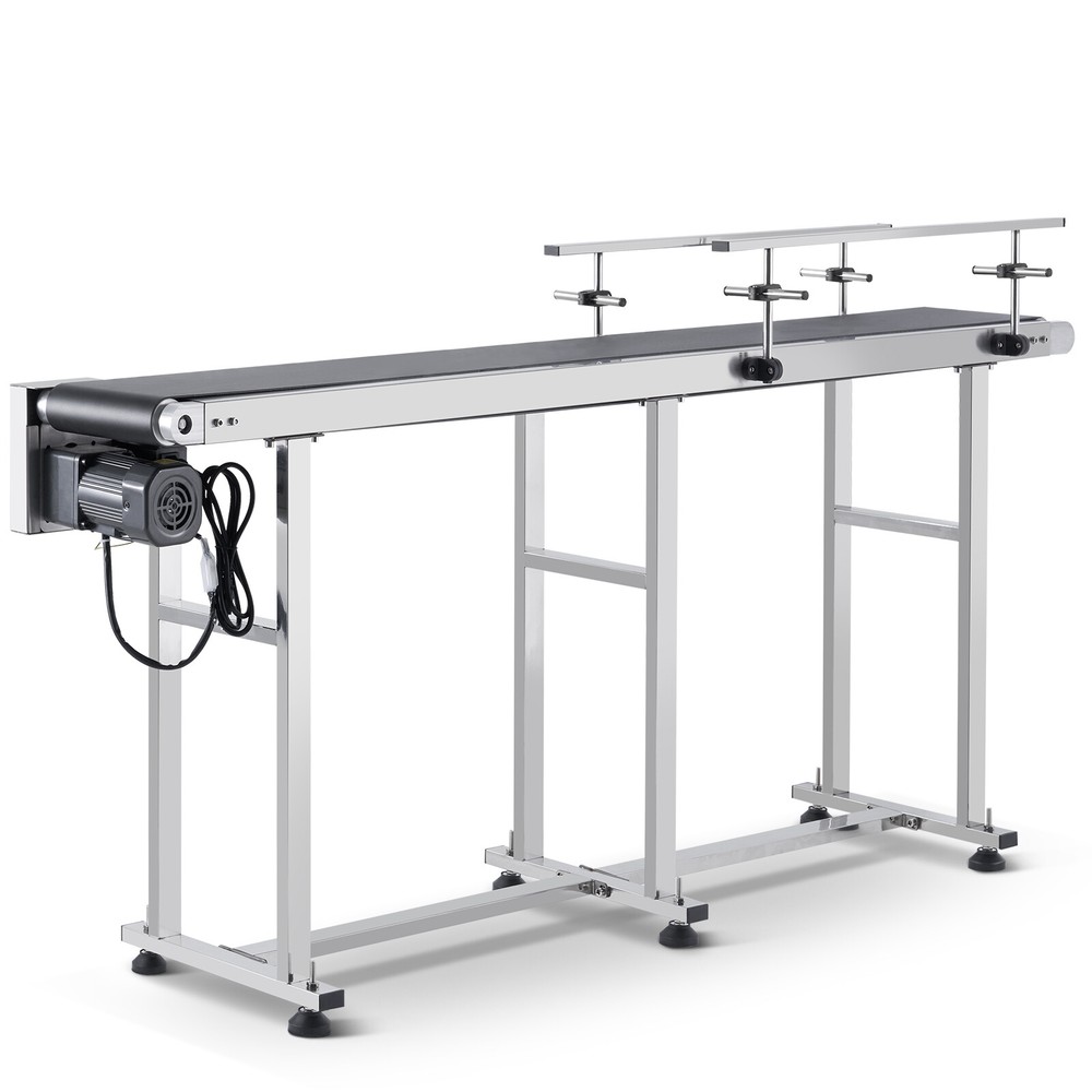 VEVOR Belt Conveyor PVC Stainless Steel Belt Conveyor 71″x7.8″ Double Guardrail