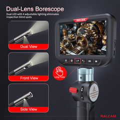 Ralcam Dual Lens Articulating Borescope 5″ Endoscope Inspection Camera 5FT Semi