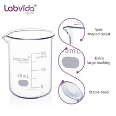 6 Pack Glass Lab Pyrex Beaker Set Measuring Cup 25/50/100/250/500/1000 ML