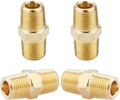 1/8 NPT Solid Brass Nipples – Heavy-Duty Pipe Adapter Fittings, 4-Pack