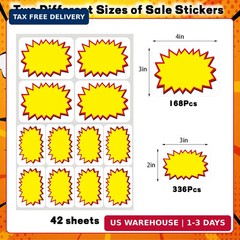 BESARME Garage Sale Stickers, Disposable Yard Sale Price Stickers 2″x 3″& 3″x 4″