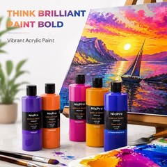 Nicpro 18 Colors Large Acrylic Paint Set, 8.45 Fl Oz (Pack of 18), 18