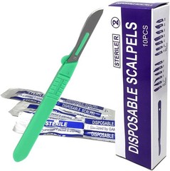 Disposable Sterile Scalpel #10 Carbon Steel Blades, Box of 10 Pcs
