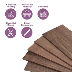 Walnut Wood Sheets Thin Lumber, Black Dark Unfinished Board for dark brown