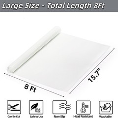 Covzoe 15.7 In x 8 FT Silicone Baking Mat Roll, 98″L x 15.7″W, White