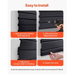 Uimoso 8 x 4 ft Slat Wall Paneling PVC Black Garage Slatwall with Modular Design