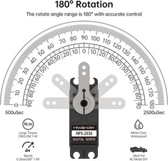 Durable Waterproof Servo with 180° Angle Control for Model DIY Applications