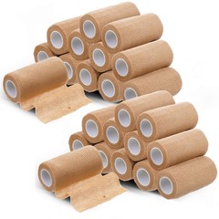 24 Rolls Self Adhesive Bandage Wrap, Vet Wrap 4 Inch 4 x 5 yards, Beige