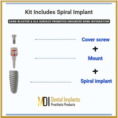 Spiral Dental Fixture | Internal Hex 2.42mm | Titanium Grade 5 SLA | MDI Dental