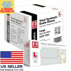 Vinyl Synthetic Exam Gloves Box of 1000 Basic VGBF 3003 Medium Large M L XL PPE