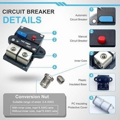 100 Amp Circuit Breaker Resettable Manual Reset Switch Button for Style: 100A