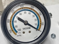 Unknown Brand 2-1/2″ Vacuum Gauge, 0-100 kPa, 0 – 760 mmHg, Back Mount, NOS