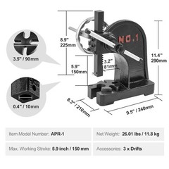 VEVOR Arbor Press 1 Ton Rivet Press Machine with Handwheel Cast Iron Assembly