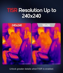 Thermal Camera, 240×240, -4°F–1022°F, 25Hz IR Imaging with Temp Alarm, 50° FOV