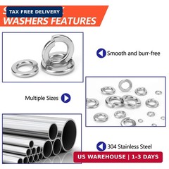 1000 Pcs Spring Lock Washers Assortment Kit – 9 SAE Sizes Split Lock Washers, 30