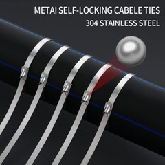 Metal Zip Ties 304 Stainless Steel Heavy Duty Cable 198-400lb 8″ 12″ 18 24″ 3TL