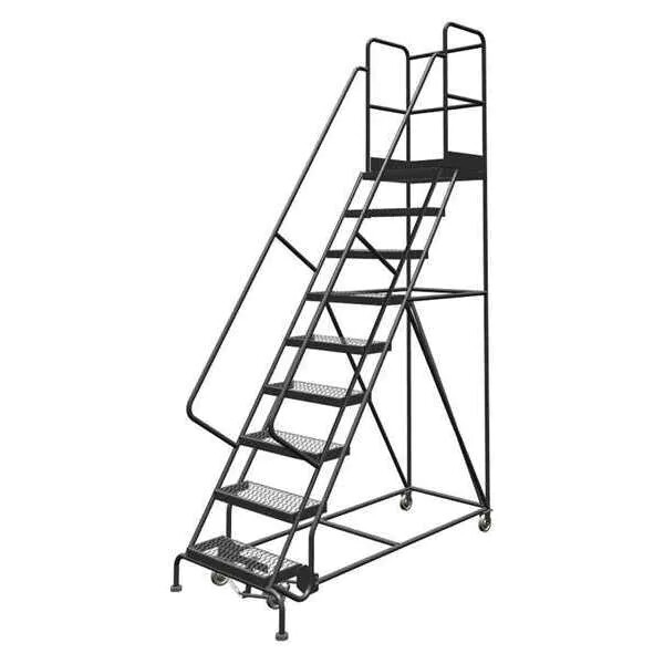 NEW! Tri-Arc 126 in H Steel Rolling Ladder, 9 Steps Serrated, 450 lb Load Cap!!