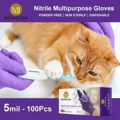 MONALISA™ Purple Disposable Exam Nitrile Gloves Powder Free 5mil M/L/XL