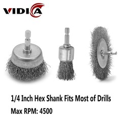 VIDICA Wire Brush 3 inches, 2.5 2 1.5 1 inch, Silver