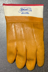 TAN Chemical Resistant PVC Rubber Waterproof Insulated Winter Work Gloves LARGE