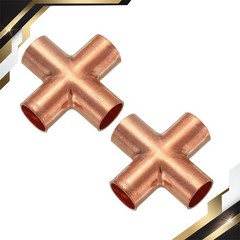 2 Pcs 3/4″ 19.05mm Copper Cross Pipe Fitting 4 Ways Welding Copper Connector