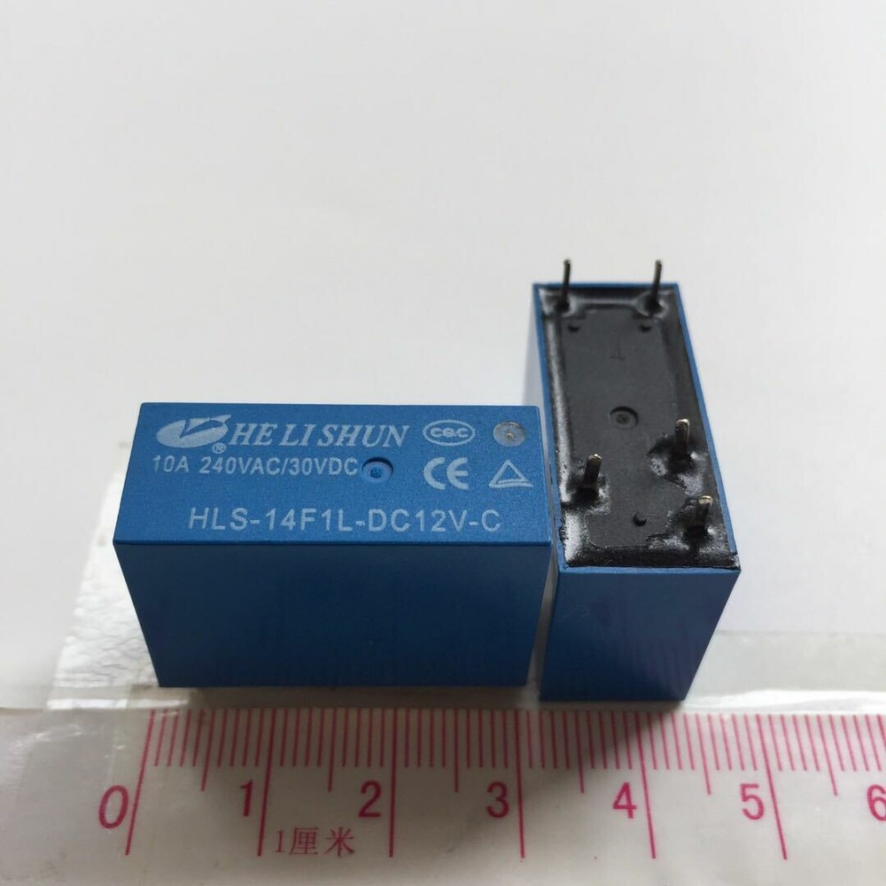 1Pc HELISHUN HLS-14F1L-DC12V-C Power Relay 5Pins 10A 240VAC