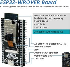 32-bit Microcontroller Starter Kit, 240MHz, Camera WiFi+BT
