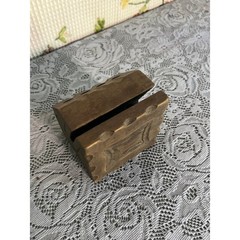 Vintage Hand Carved Wood Desk Pen Pencil Holder Organizer with Card Slot Folk