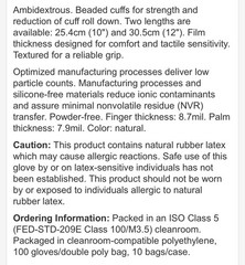 1,000-CertiClean Medium 12” Length Class 100 Clean Room Latex Gloves EXPIRED 25