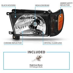 AmeriLite Replacement Halogen Headlights With Corner Lamp + Bracket For