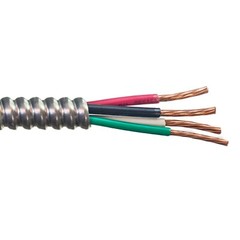 100′ 8/3 Type MC Copper Metal Clad Cable With Ground Aluminum Armor 600V