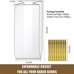 300 Pack Clear Bread Bags with Ties,18x4x8 Inches Plastic Bread Bag Bulk ….