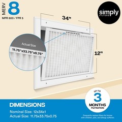 Simply 14x18x1 Air Filter, Merv 8, 6 Pack, For Home AC Furnace 14x18x1, White