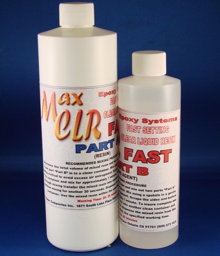 EPOXY RESIN CLEAR FASTER SETTING LOW YELLOWING FIBERGLASSING CASTING 24 oz KIT