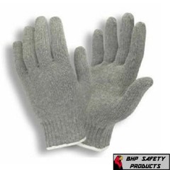 12 PAIR 1 DOZEN GRAY STRING KNIT POLY COTTON WORK GLOVES PAIRS GREY LARGE L