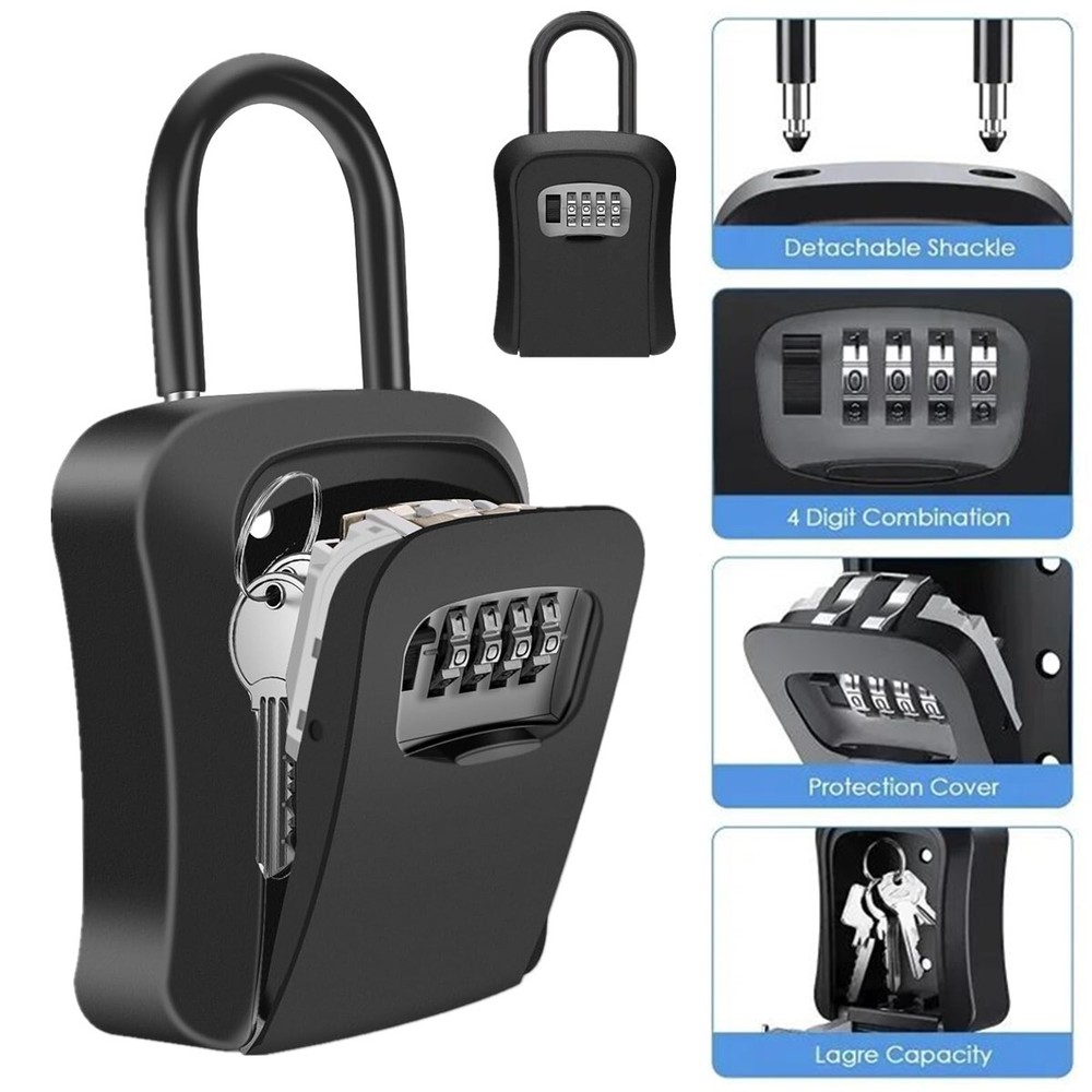 Lockbox Key Lock Box For Outside-Combination For House Key-Portable/Wall Mounted
