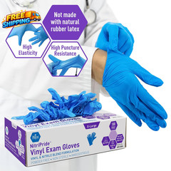 Nitrile/Vinyl Blend Exam Gloves Powder-Free Latex-Free Disposable Non-Sterile