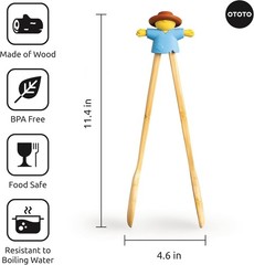 Sal Scarecrow Salad Tongs 2-Piece, Wooden Cute Kitchen Gadget for Serving, Blue