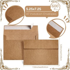 Fainne 600 Brown Kraft Envelopes A7 5.25×7.25 Invitation 120 GSM Bulk