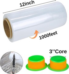 Durable 80 Gauge Clear Stretch Film with Handles – 12” x 1000′ for Easy Packing