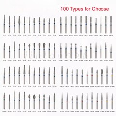 100 Types SANDENT Dental FG Diamond Burs For High Speed Handpiece Friction Grip