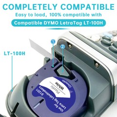 10PK Dymo Letratag Refill 91331 White Plastic 12mm Label Tape 1/2″ LT-100H