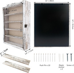 11X14 Display Case with Adjustable Shelves White, 4-Tier Memory Shadow