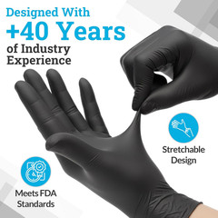 Black Nitrile Disposable Gloves Large, 50 Count – BBQ, Tattoo, Hair Dye, Cooking