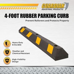 Guardian Parking Stop 4’Long Rubber Curb w/Mounting Holes Black/Yellow(Open Box)