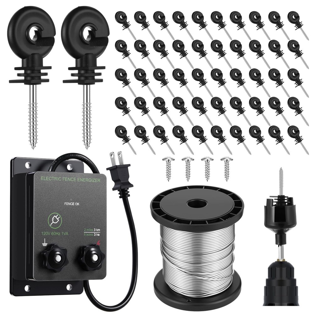 2-Mile 5000V 0.1Joule Electric Fence for Preventing Animals Intruding, 50 Bla…