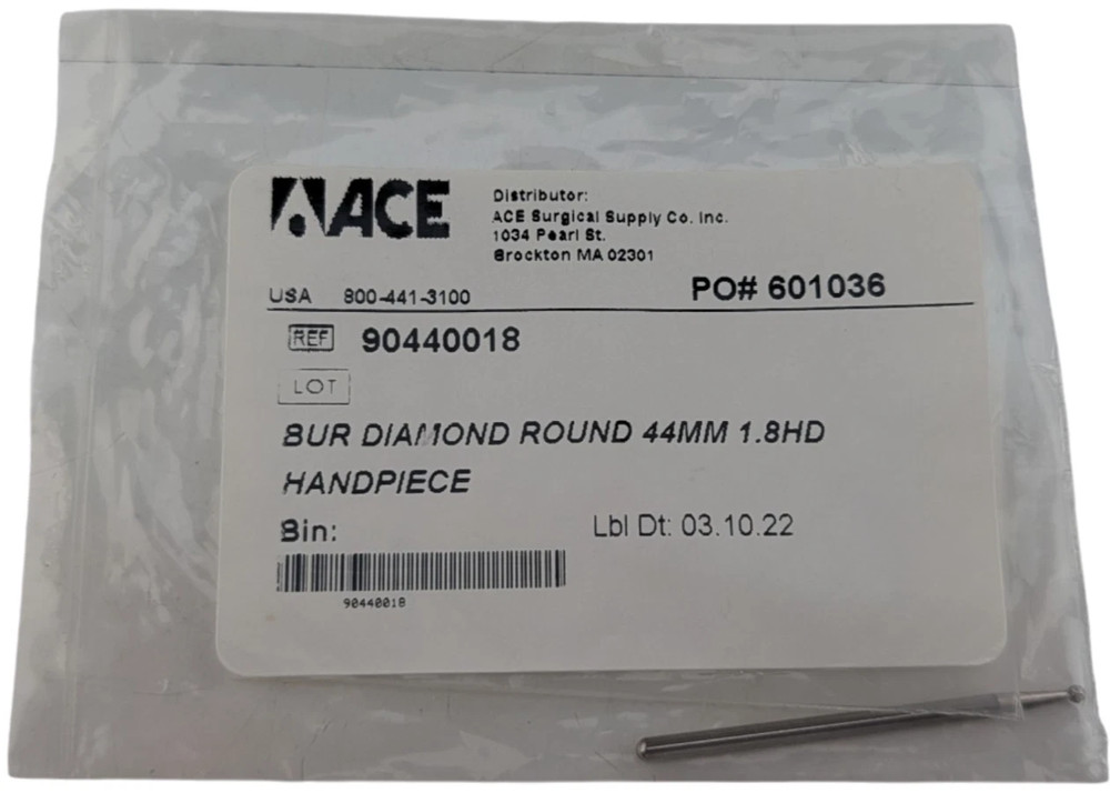 ACE 90440018 Diamond Round Dental Bur #6 44mm 1.8mm HP Handpiece