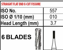 FG557 Carbide Burs Beavers Dental (100-10 Pack) Flat End Cross Cut Fissure
