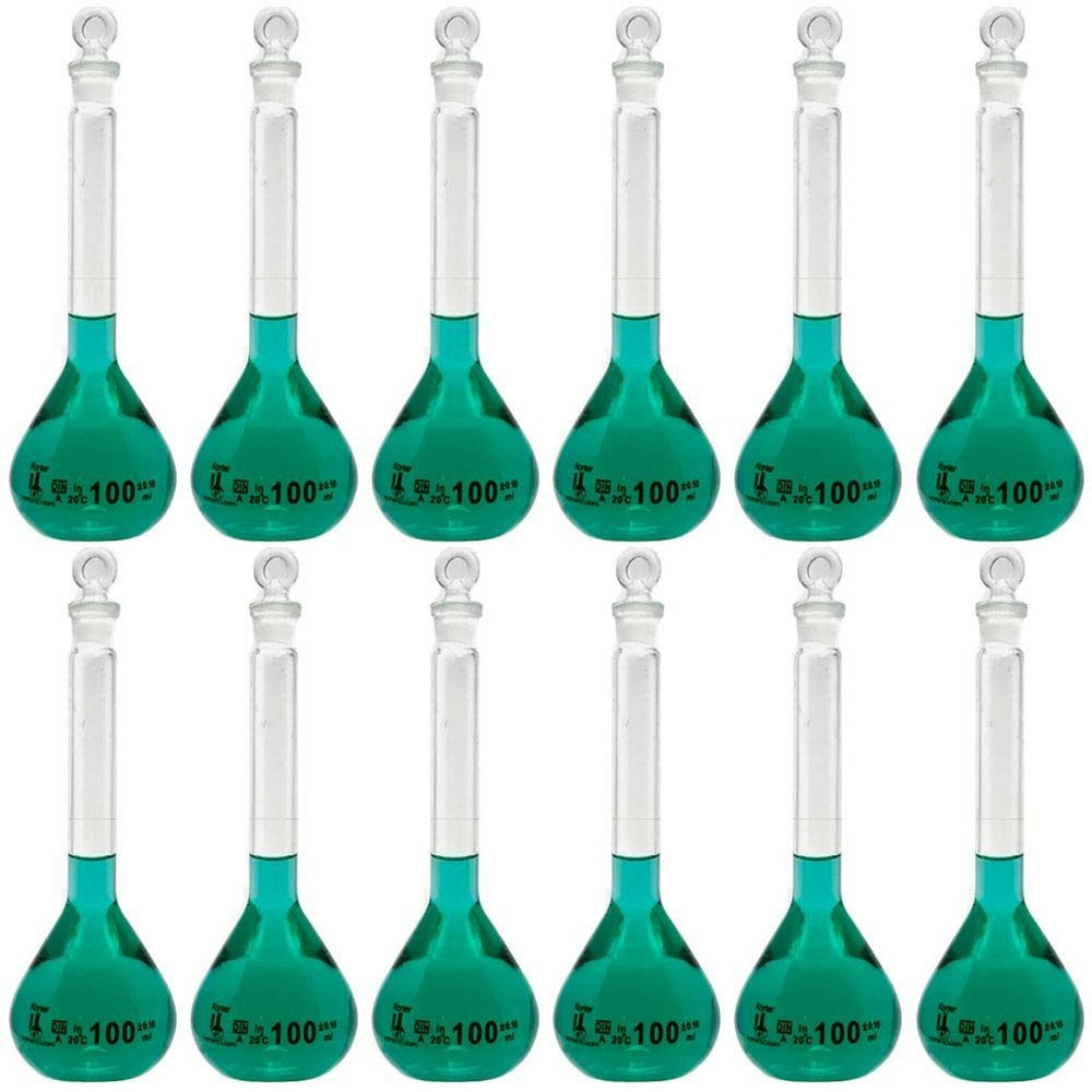 100ml Volumetric Flask, 3.3 Boro Glass, Class A, Ground Stopper (Case of 12)