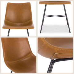 POLY & BARK Paxton Leather Dining Chairs – Set of 2 Modern Dining Room Chairs wi